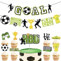 football theme party cupcake topper happy birthday cake decorating topper children kids boy soccer party decoration supplies