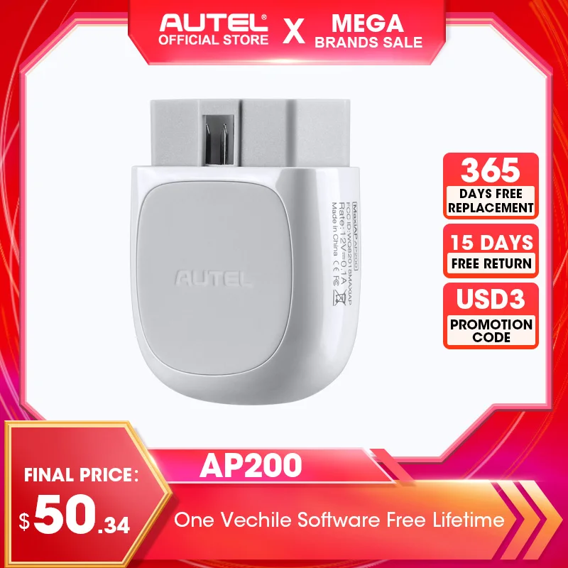 	Autel AP200 Bluetooth OBD2 Sca	