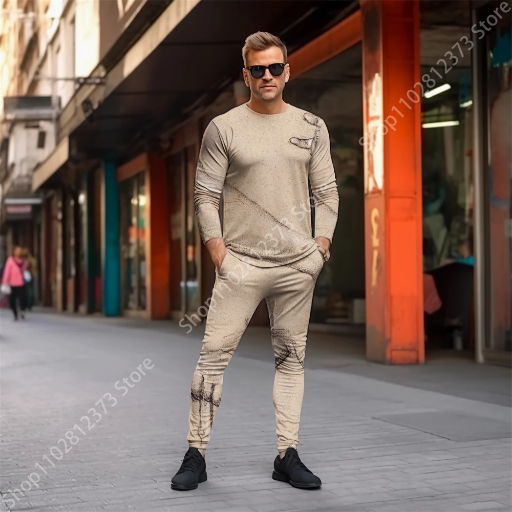 2023 Tracksuit Men New Street Casual Long Sleeve T-shirt+Pants Men's Sets Clothes For Men Fashion 3D Print Sports Men's Clothing