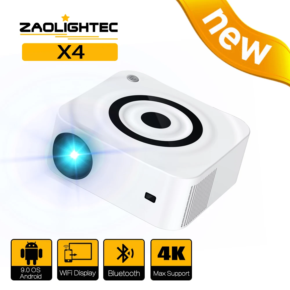 

ZAOLITHTEC X4 Video Proyector with WiFi Bluetooth Portable Projector Full HD 1080P Supported 4K LED Home Outdoor Projector