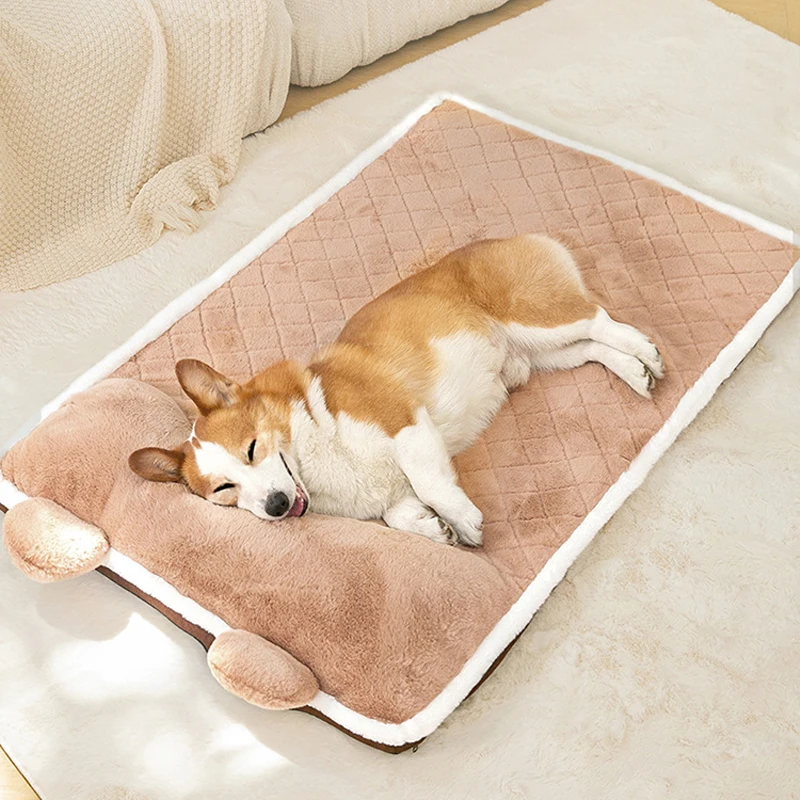 

Warm Plush Dog Bed with Removable Cover Fluffy Soft Cat Beds Orthopedic Pet Sofa Mat Dog House Kennel for Large Dog Mattress