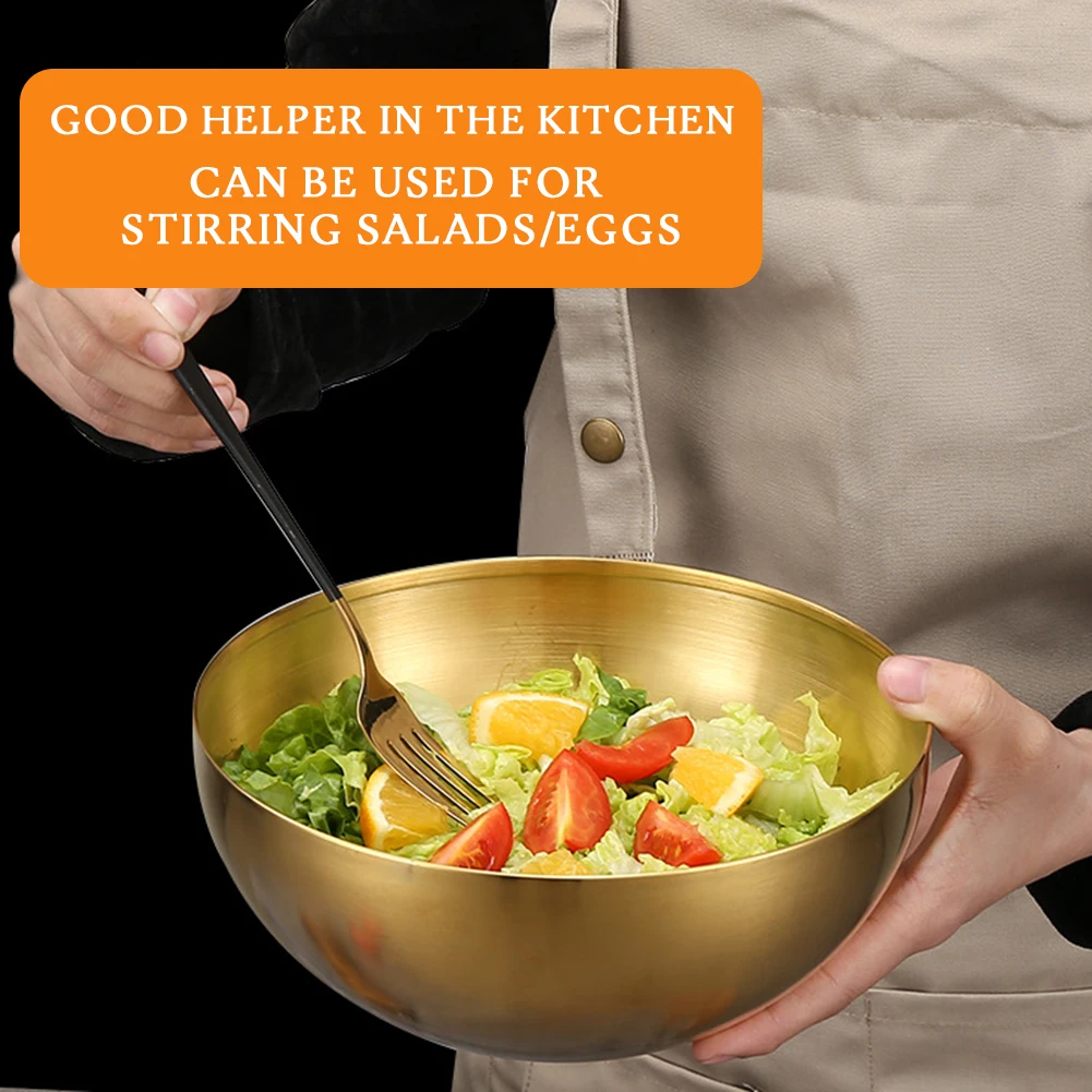 

Stainless Steel Metal Fruit Salad Bowls Soup Rice Ice Cream Ramen Noodles Mixing Bowl Kitchen Tableware Utensils Food Container