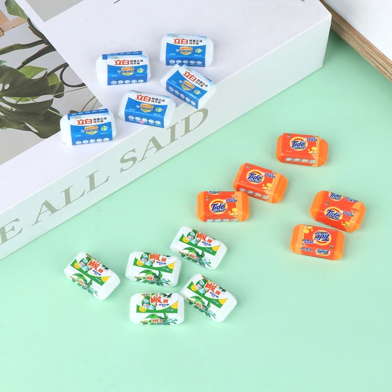 

5Pcs 1:6 Dollhouse Miniature Soap Simulation Mini Soap Model Bathroom Decor Toy Doll House Accessories