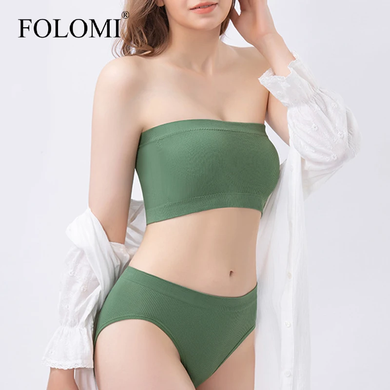 

Folomi, новинка, бесшовные бюстгальтеры с мягкой подкладкой, комплект, Трусики с высокой талией, женское беспроводное нижнее белье, бюстгальте...