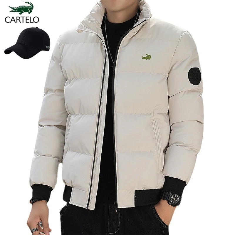 

2023 Fashion Padded jacket men's trend winter loose solid color casual thickening jacket collar cold protection large size shor