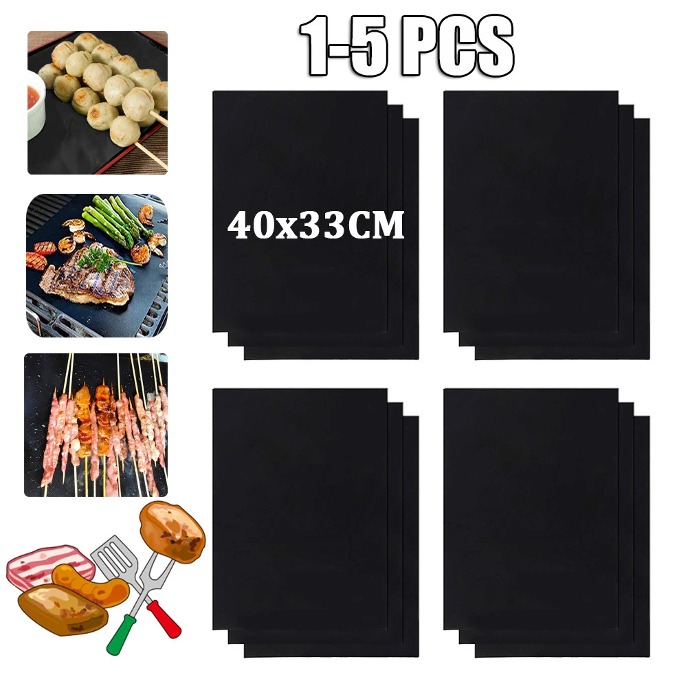 

1-6pcs Non-stick BBQ Grill Mat 40*33cm Baking Mat BBQ Tools Cooking Grilling Sheet Heat Resistance Easily Cleaned Kitchen Tools
