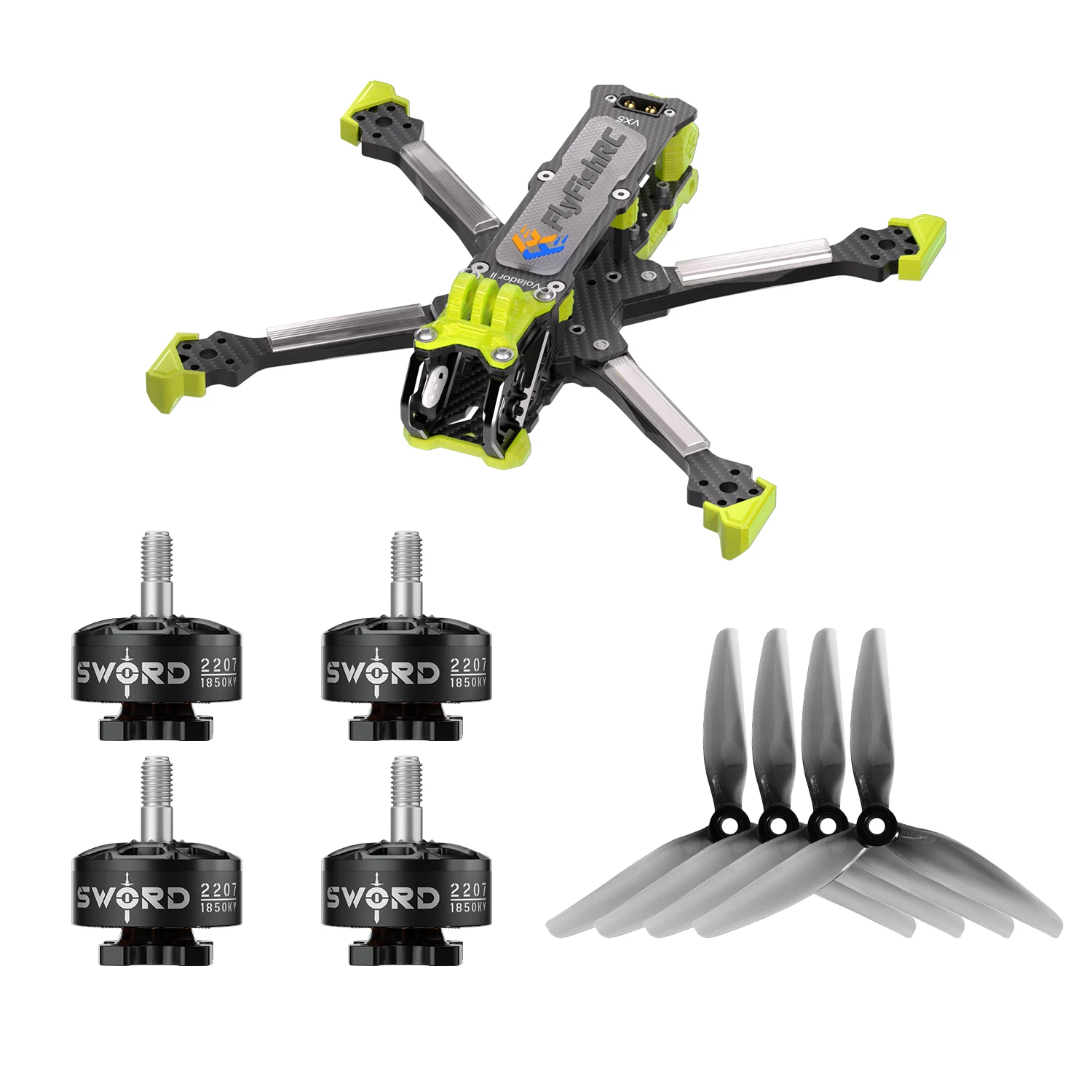 Комплект рамок Volador VX5 V2 Sword 2207 1850KV 1950KV 2050KV FPV Бесщеточный двигатель HQProp Ethix S5 (2CW+2CCW)