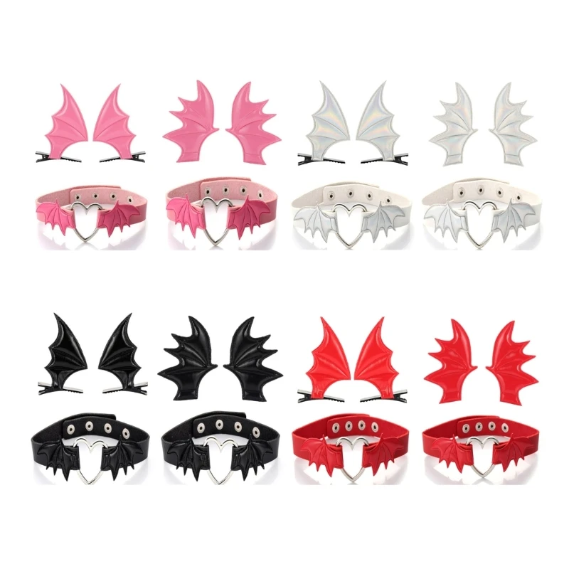 

Cool Girls Choker Dark Harajuku Halloween Hair Clips +Choker Party Costume 264E