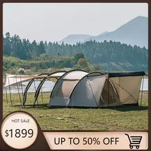 4-6 인용 터널 캠핑 텐트 2 개 방 20m ² 대형 로비 휴대용 150D 옥스포드 방수 3000mm, 하이킹 가족 텐트