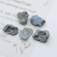 natural stone beads grape agate blue rough mineral specimen aura druzy irregular celestite cluster crystal quartz no holes beads