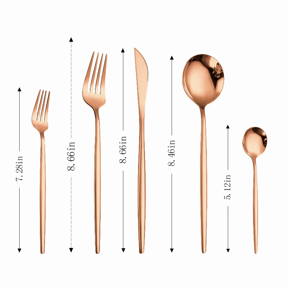 

Household Tableware Set Rose Gold Stainless Steel Bright Dinnerware Set Kitchenware Travel Cutlery Spoon Fork Knife Dropshipping