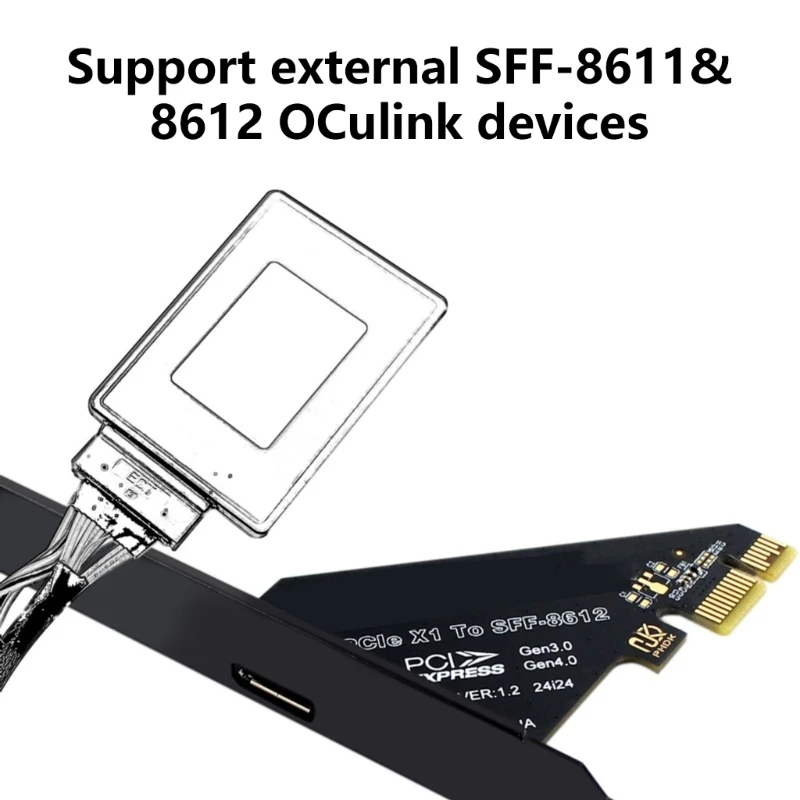 Хост-адаптер Oculink SFF 8612 для твердотельных накопителей PCIe x4x1 SFF8639 обеспечивающий