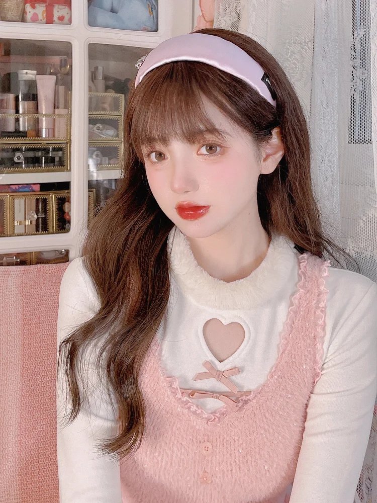 Зимний Розовый кавайный жилет в стиле &quotЛолита&quot для женщин 2022 кружевные