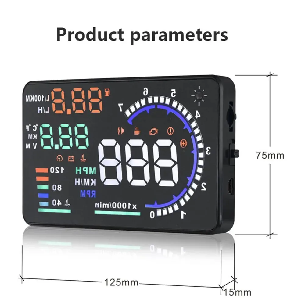 Цифровой автомобильный проектор AD OBD HUD A8, проекционный дисплей на лобовое стекло, LED-спидометр, измеритель температуры воды и частоты вращения двигателя. (art.: 3920dcee5346b) - 3920dcee5346b
