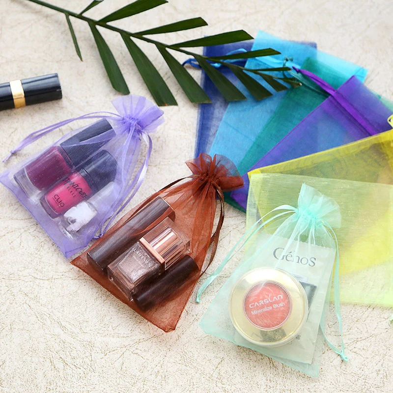 

100pcs/lot Colorful Organza Bags 10x12cm/10x15cm/13x18cm Jewelry Packaging Bags Wedding Gift Storage Drawstring Pouches