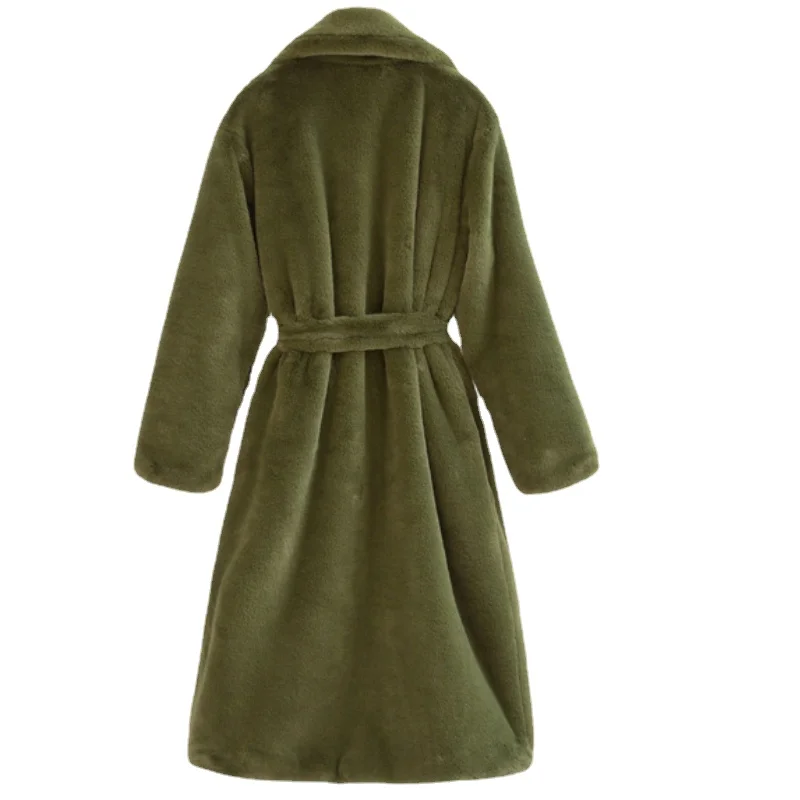 Winter Coat for Women Faux Rabbit Fur new outerwear Long Coat Loose Lapel Overcoat Thick Warm coats Female manteau femme hiver