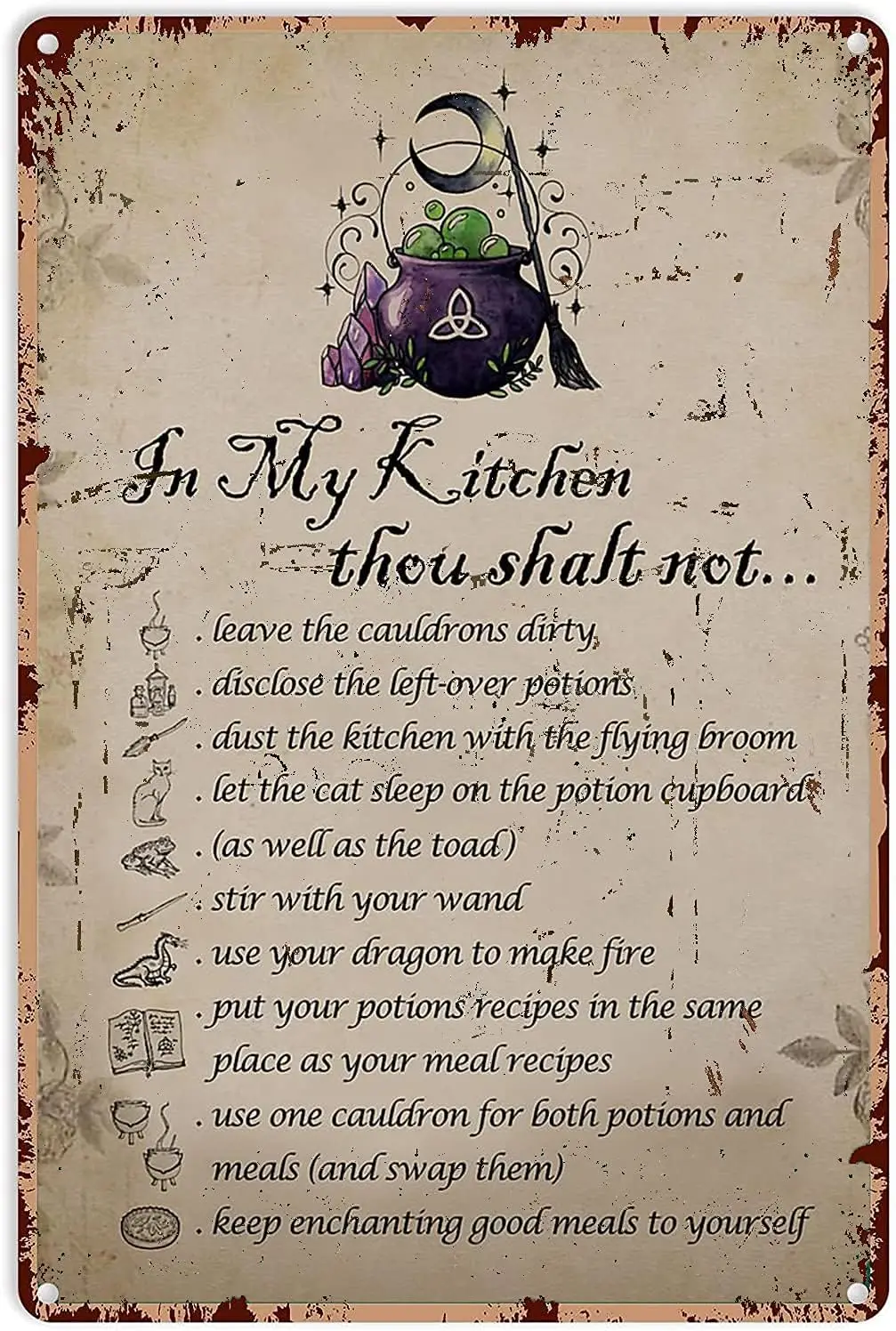 Декор ведьмы Хэллоуин винтажный металлический жестяной знак на моей кухне ты не