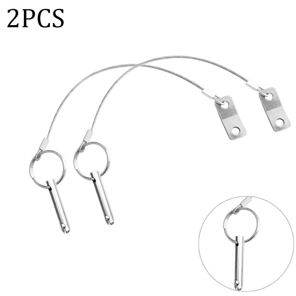 

Kits Quick Release Pin With Lanyard 1/4\" 2pcs/Set Boat Top Deck Hinge