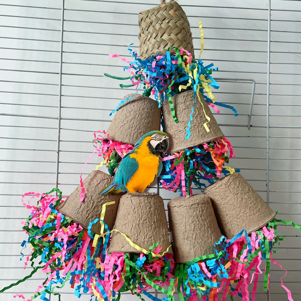 Игрушки для попугая больших птиц разноцветная ротанговая кукурузная шелуха