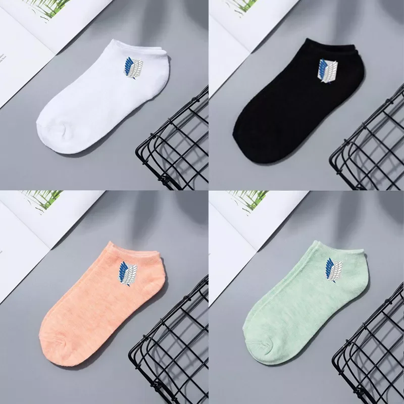 

Anime Attack On Titan Cotton Ship Socks Cartoon Pattern Breathable Short Antiskid Casual Summer Sock Men Women Sport Accessories