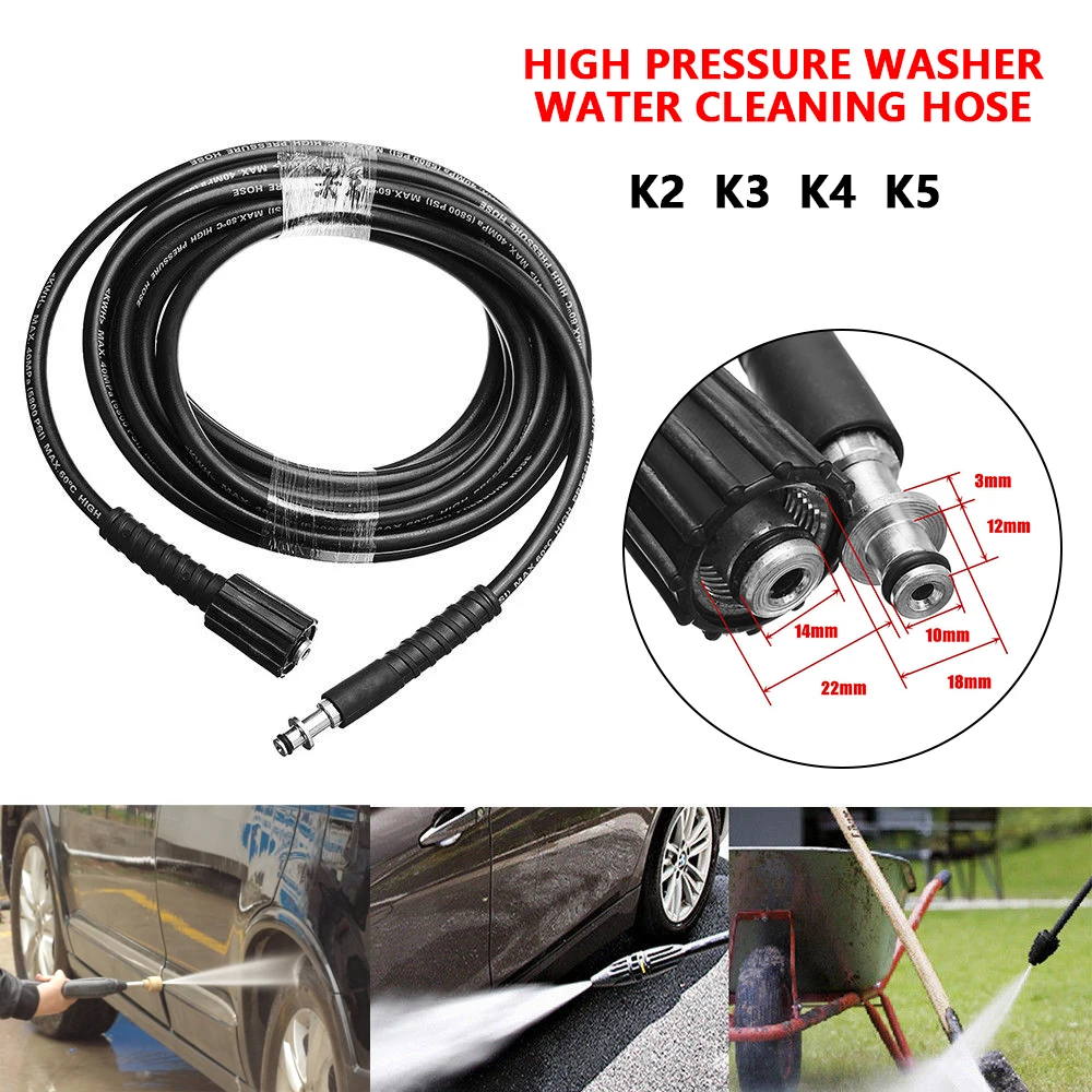 High Quality 6M/10M Washer Hose 12mm-8.87mm Ports High Pressure Washer Water Cleaning Hose For Karcher K2 K3 K4 K5 K Series images - 6