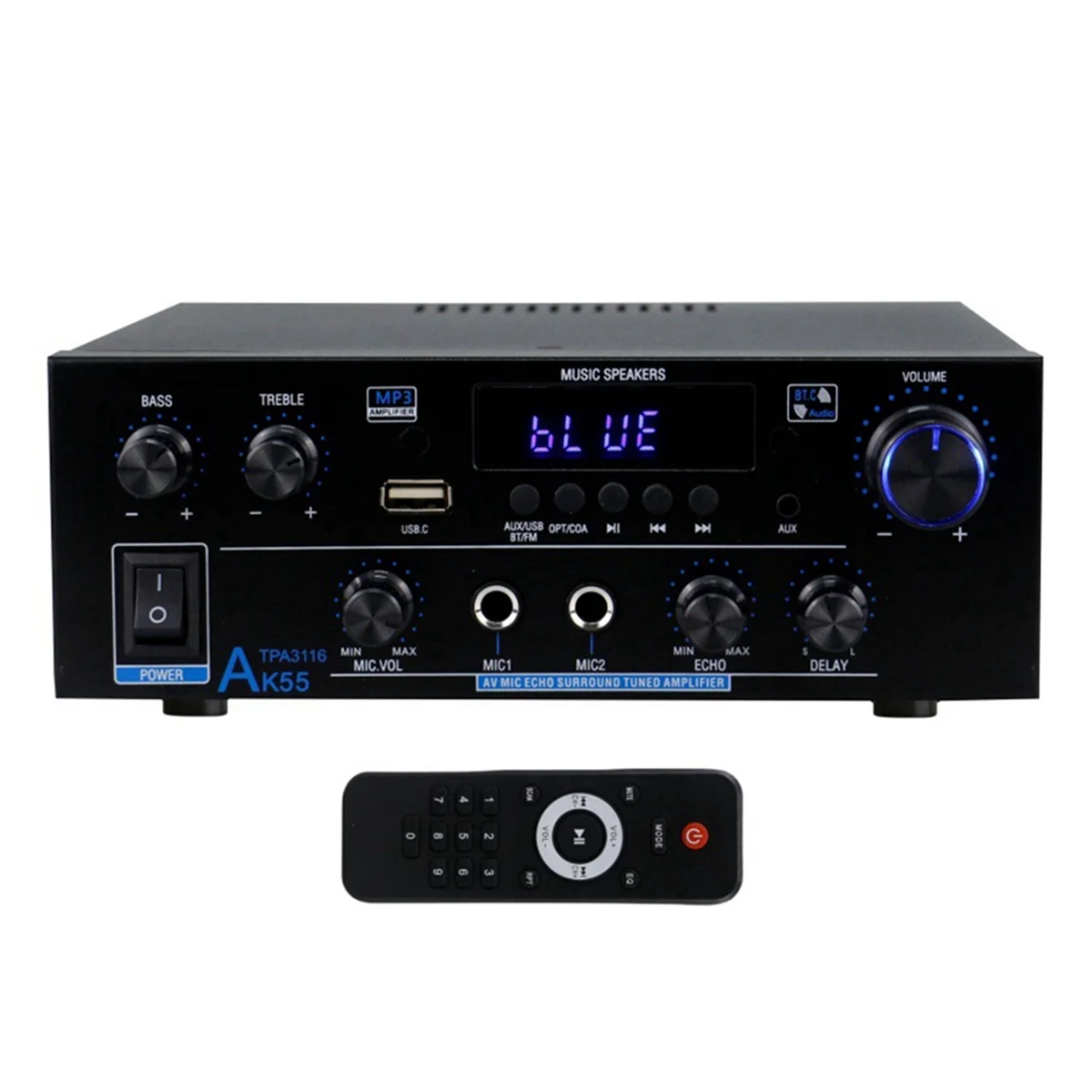 Фото LRGJS домашний усилитель мощности AK55 900 Вт Макс. 2,0-канальный новый Bluetooth аудио Hi-Fi AMP музыкальный плеер для караоке с вилкой европейского стандарта №2