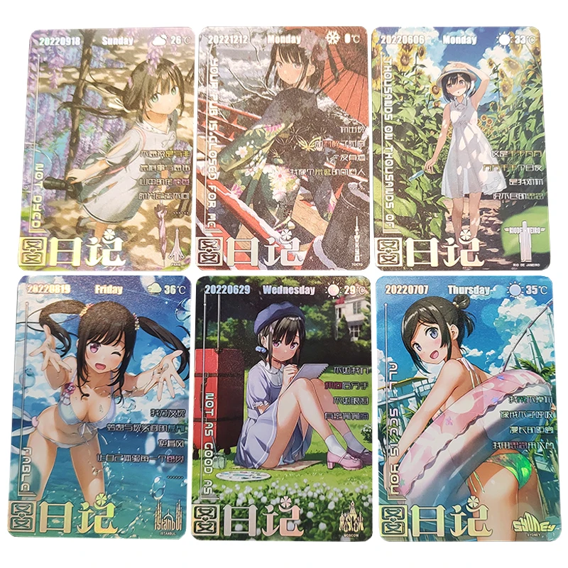 Флэш-карты аниме для девочек 6 шт./компл. милые зарубежные дневники летние