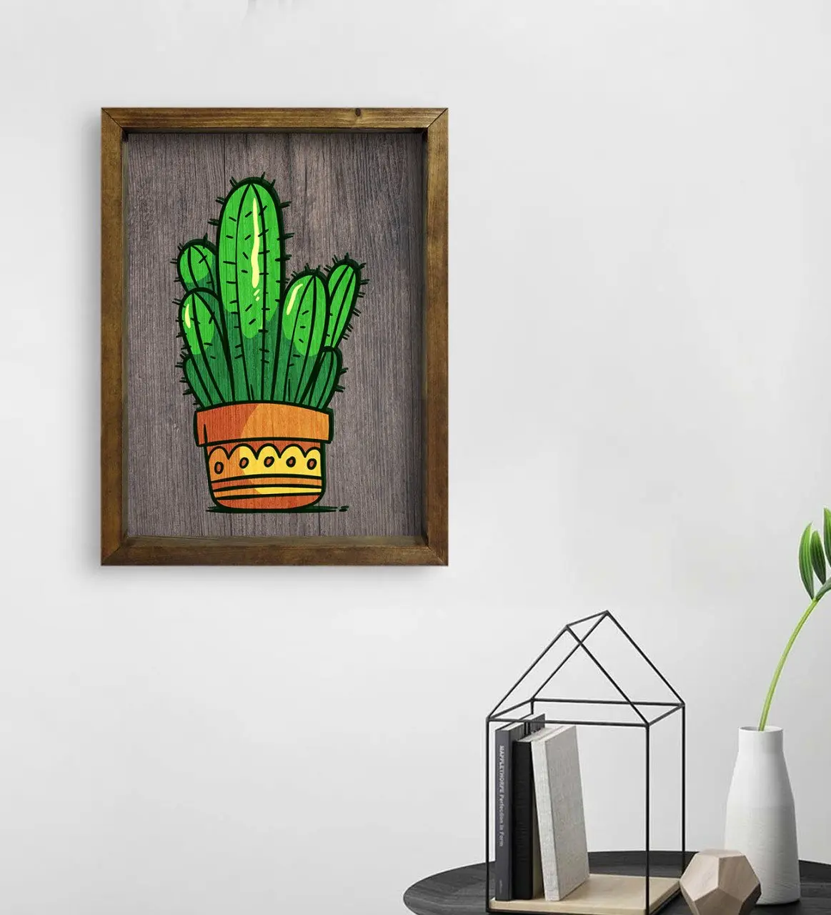 

BK Home кактус дизайн натуральный твердый деревянный стол 45x65cm-1