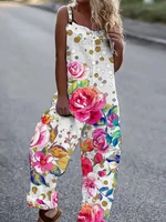 2021 rompers lady casualloose simple overalls streetwearsummerretro off shoulder women jumpsuitsfashion sexy floral printed