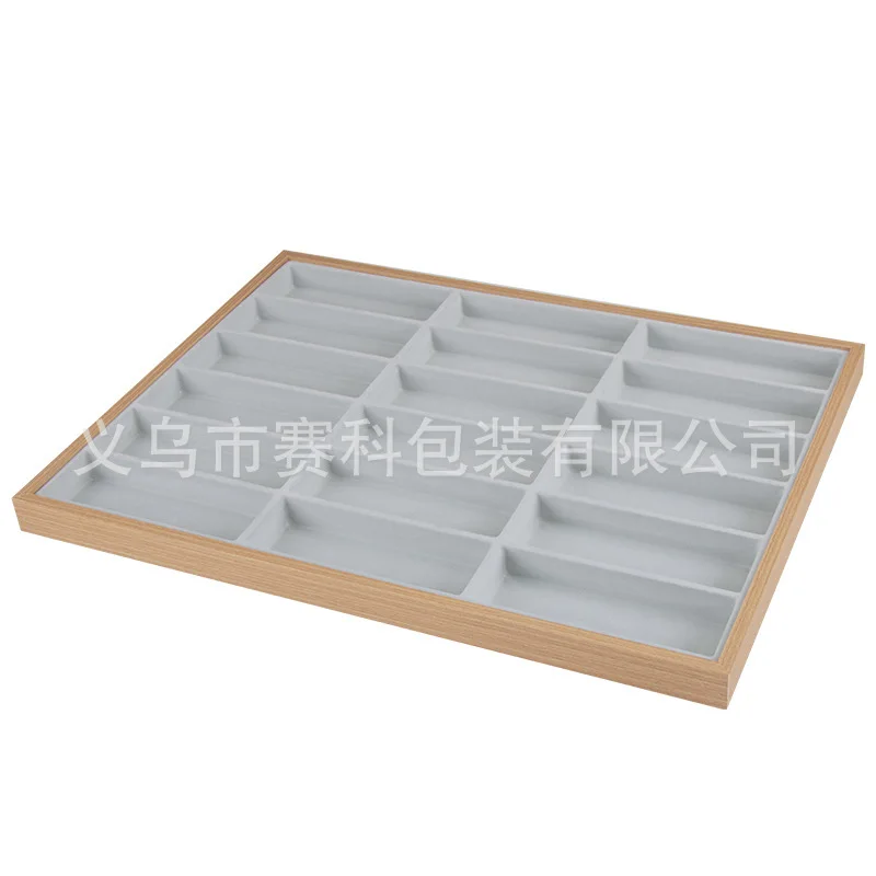 Wooden Color 18 Grids SunGlasses Case, Eyeglasses Tray, Sun Glasses Display Showcase, Eyewear Organizer Case, Jewelry Tray