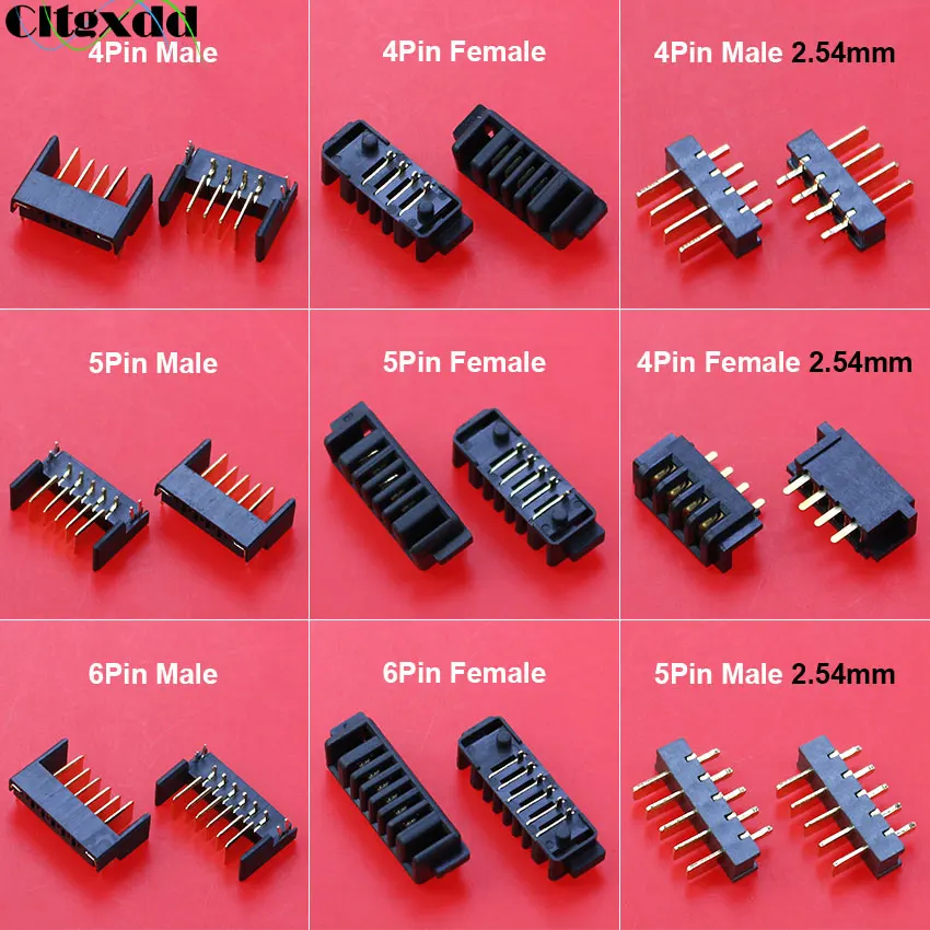 10pcs 4/5/6/7/8/9/10Pin 2.0mm 2.54mm Male Female Blade Battery Connector Side Insert Gold-Plated Notebook Smart Door Lock Holder