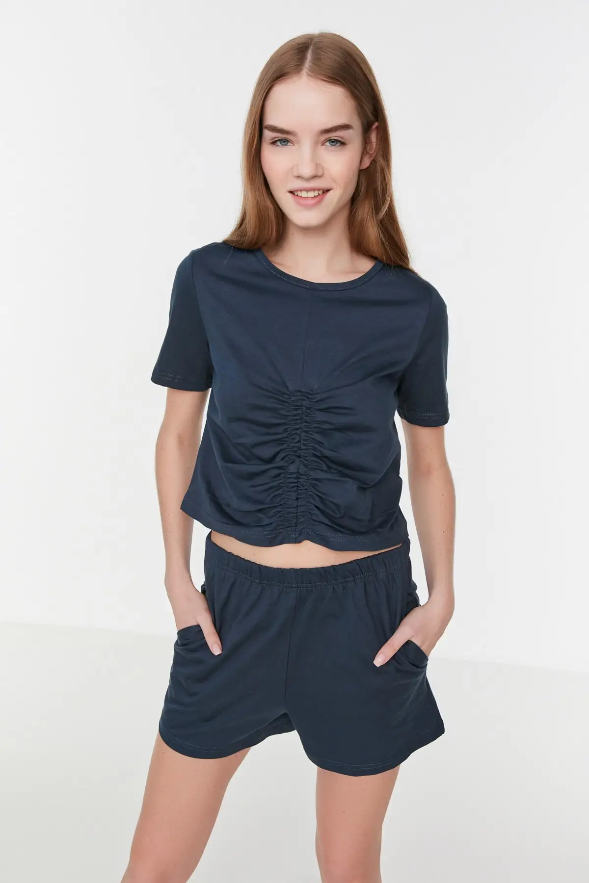

Smocking Detailed Knitted Pajamas Set THMSS22PT0311