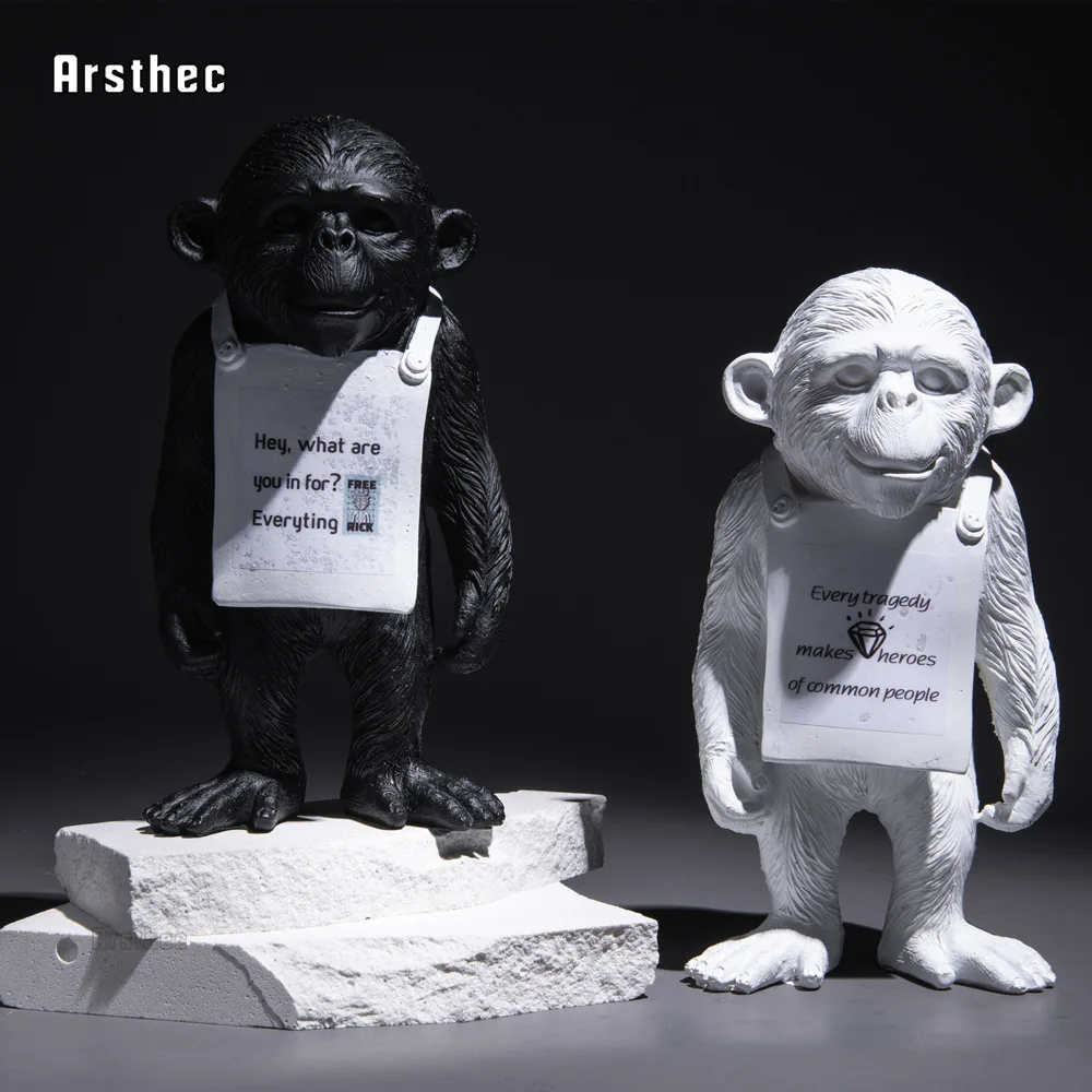

Banksy monkey sculpture street graffiti art style orangutan creative home decorations