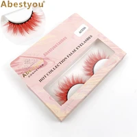 abestyou 3d wholesale orange colored faux mink lashes vibrant color make up beauty thick natural long fake eyelashes