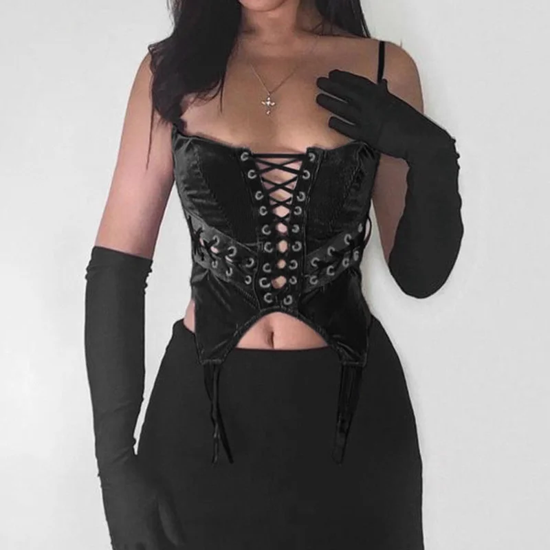 

Женский топ без рукавов Goth, однотонный пуловер с открытой спиной в стиле ретро, сексуальные топы в готическом стиле для весны и лета, 2023