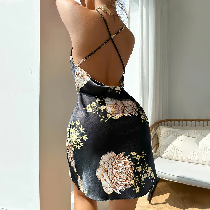 Модное платье-комбинация с принтом пикантная Повседневная дышащая Пижама