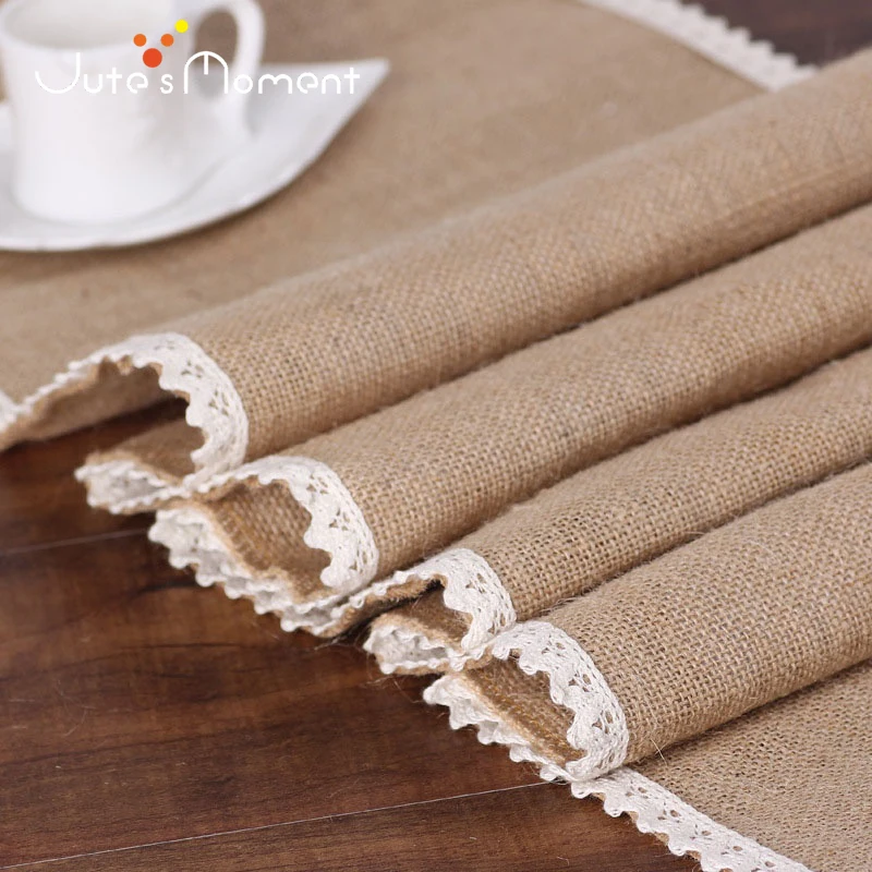 

Decoration Wedding Party Natural Handwork Cotton Lace JuteTable Runner