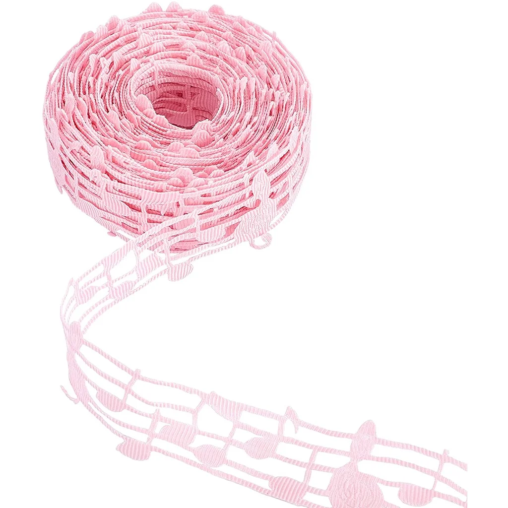 

10 Yards 29mm Hollow Music Note Ribbon Polyester Clothing Trim Accessories for Scrapbooking DIY Gift Wrapping Decoration Pink