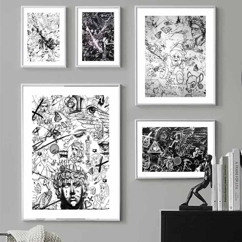 Картина на холсте с изображением граффити в моем сердце