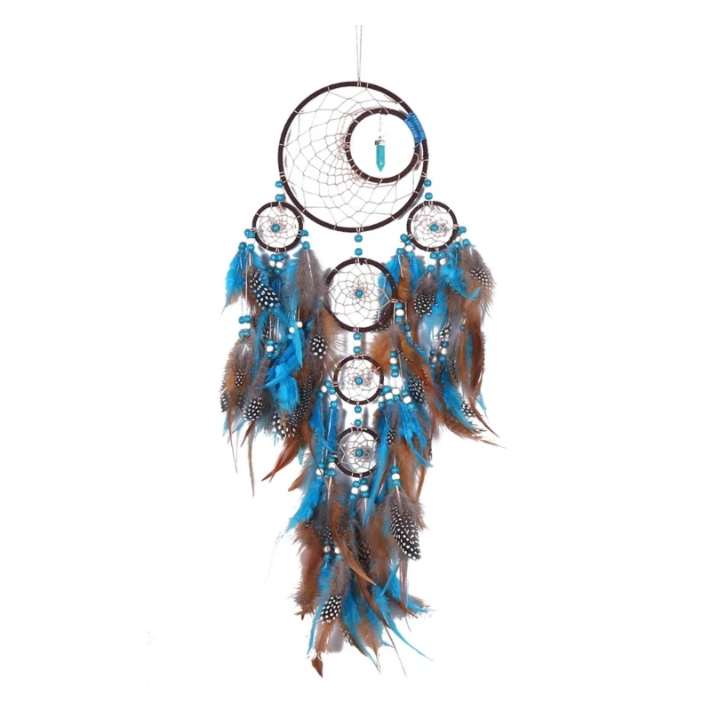 

Ловец снов с пятью кольцами, Настенный декор ручной работы для свадьбы, спальни, детской комнаты, товары для дома 367A