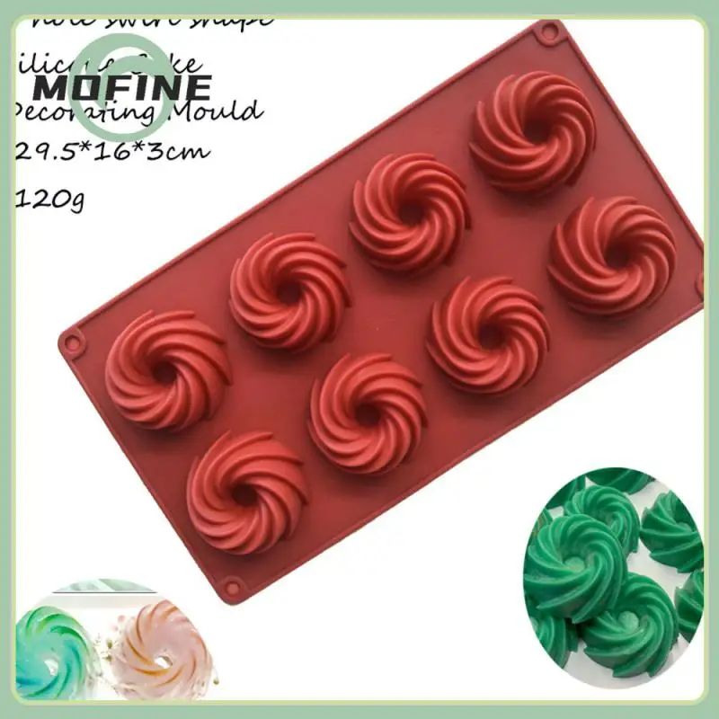 

8-Cavity Swirl Shape High Quality Food Grade Silicone Coffee Chocolate Mould Cavity Flower Cake Trays Bake Decorating Wholesalse