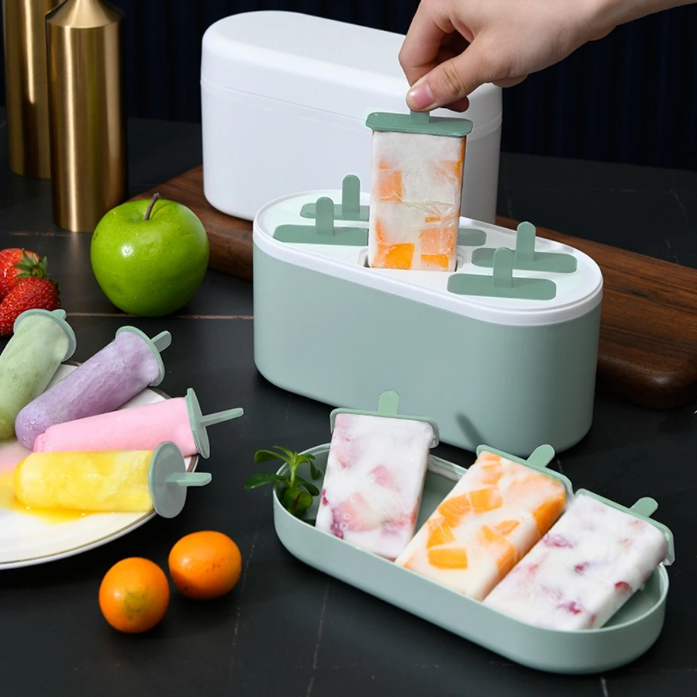 

Kitchen Ice Cube Molds Reusable Popsicle Maker DIY Ice Cream Makers Kitchen 6 Cell Lolly Mould Tray Bar Tools Pastry Mould