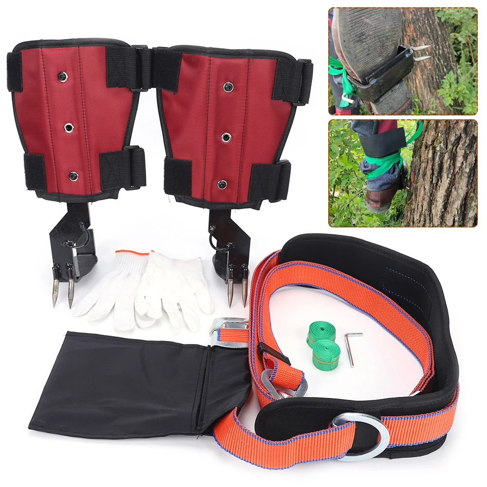 

Anti-Skid Double Gear Tree Climbing Spike Kit Adjustable Lanyard Rope Rescue W/Harness Safety Belt For Fruit Picking Hunting
