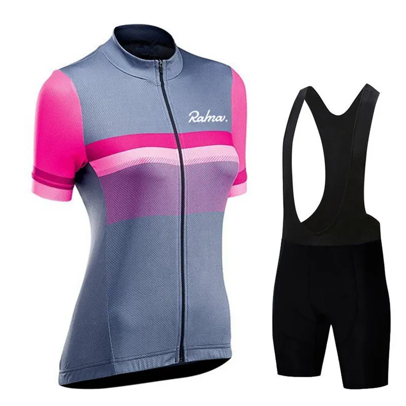 

Ravlmav 2023 Women Summer Cycling Jersey Short Sleeves Bibs Shorts Suit Bicycle Clothing Set MTB Uniform Breathable Shirt Tops