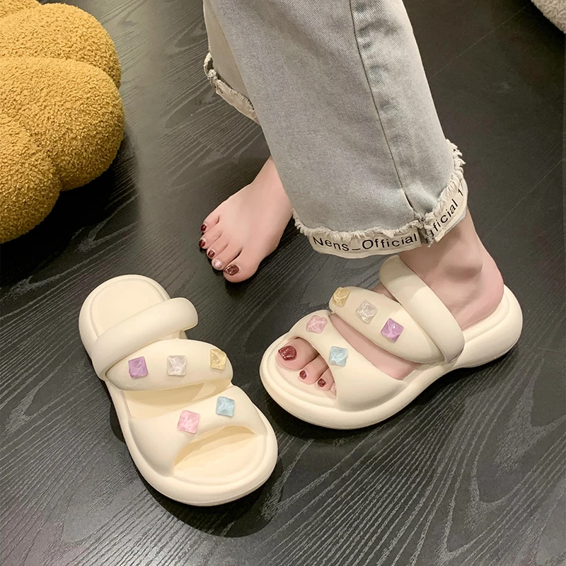 

Summer Women Sandals Shoes Garden Shoes Decoration Sandal Vacation Beach Non-slip EVA Soft Bottom Shoes Sides For Female