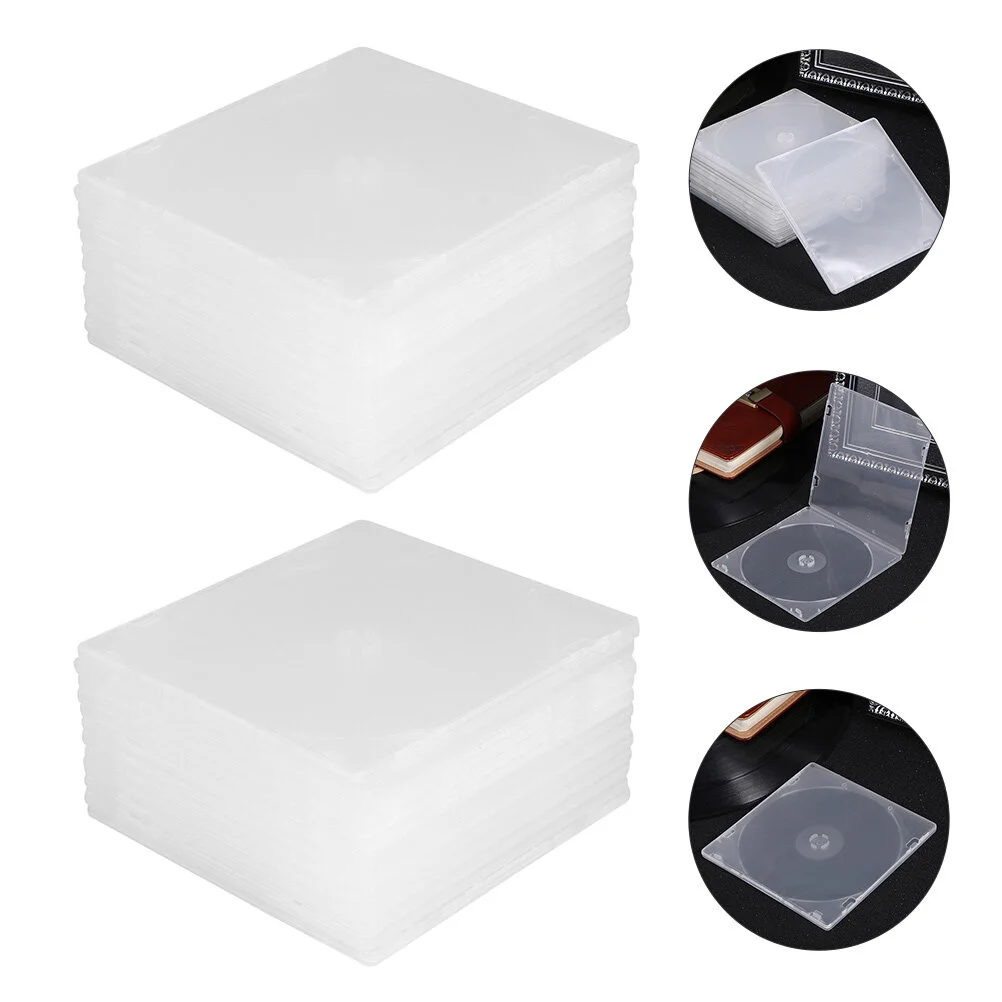 

20 Pcs Storage Box CD Case DVD Organizer Transparent Purse Clear Ultra Thin Wallet