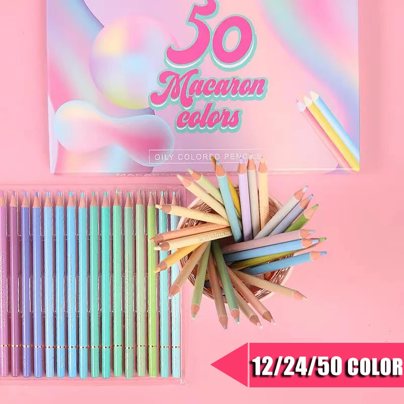 

12/24/50 Color Macaron Color Pencil Professional Drawing Pencil Oily Water-soluble Color Lead Comic Graffiti Pen Art Supplies