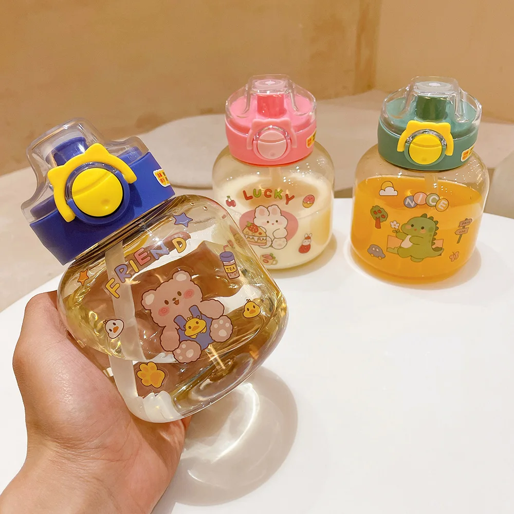 

Пухлые чашки для воды для детей дошкольного возраста милые с соломинкой с креативными милыми наклейками портативная пластиковая детская ч...