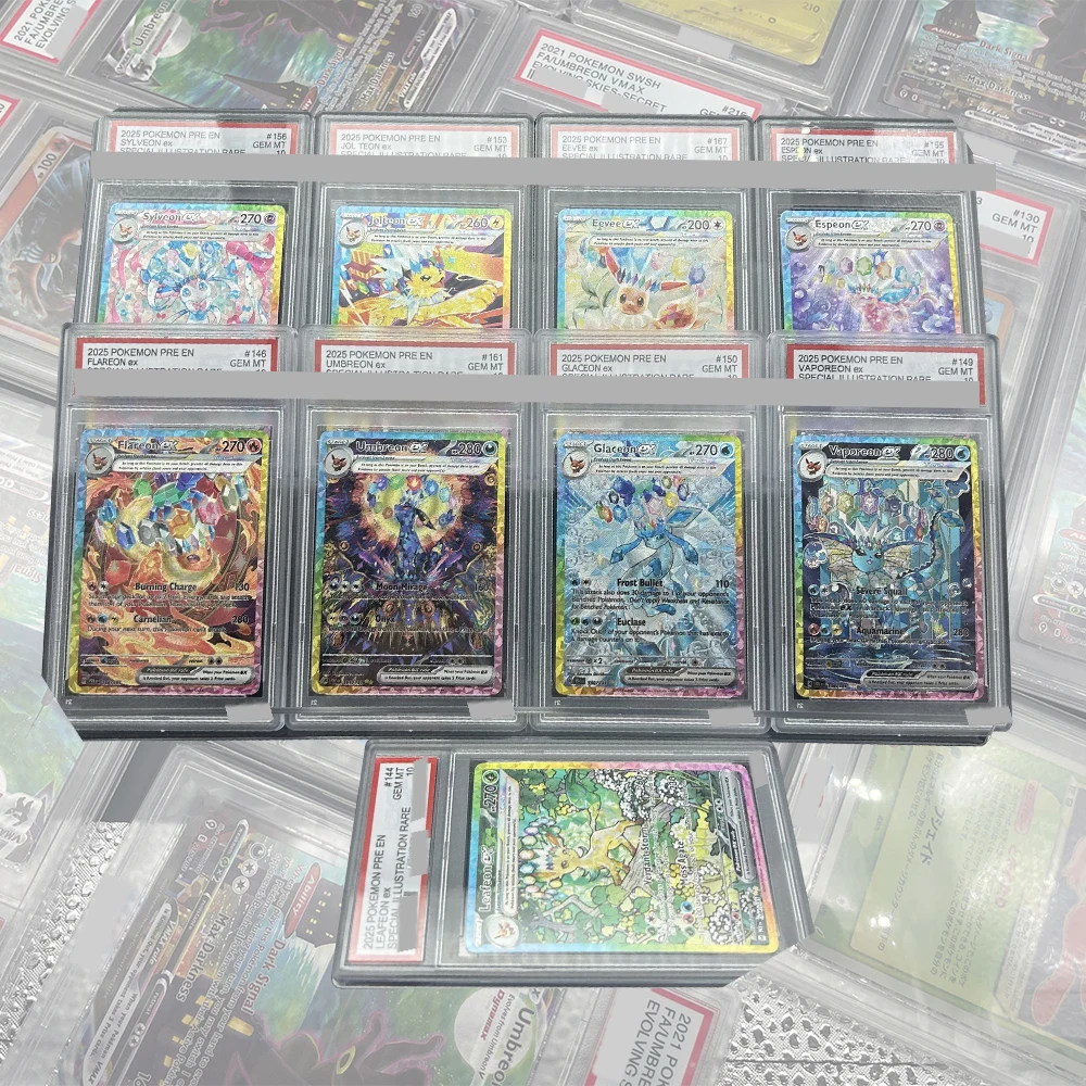 Фото 2025 PRE EN Umbreon Ex Специальная иллюстрация Редкая коллекционная карта DIY Proxy PTCG с градацией # Голографическая этикетка с картами GEM MT 161 №1
