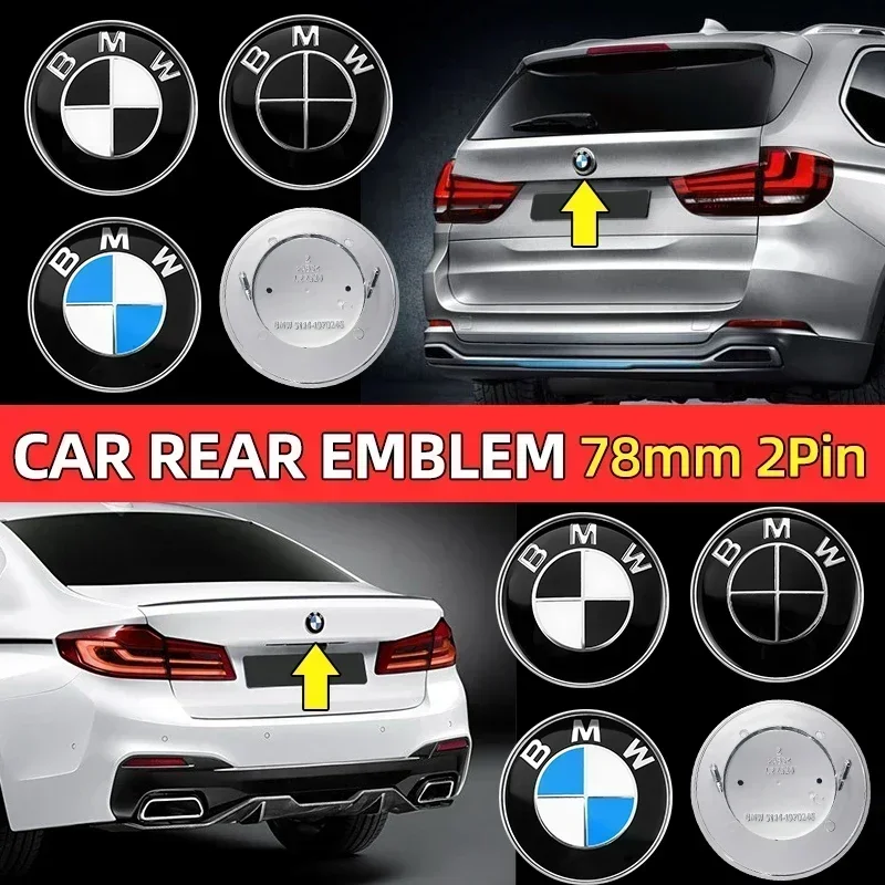 1pcs 78mm 2 Pins 51141970248 Car Rear Boot Trunk Emblem Badge Logo Accessories for BMW E66 E53 X5 E71 F25 E70 F26 F15 F16 F10